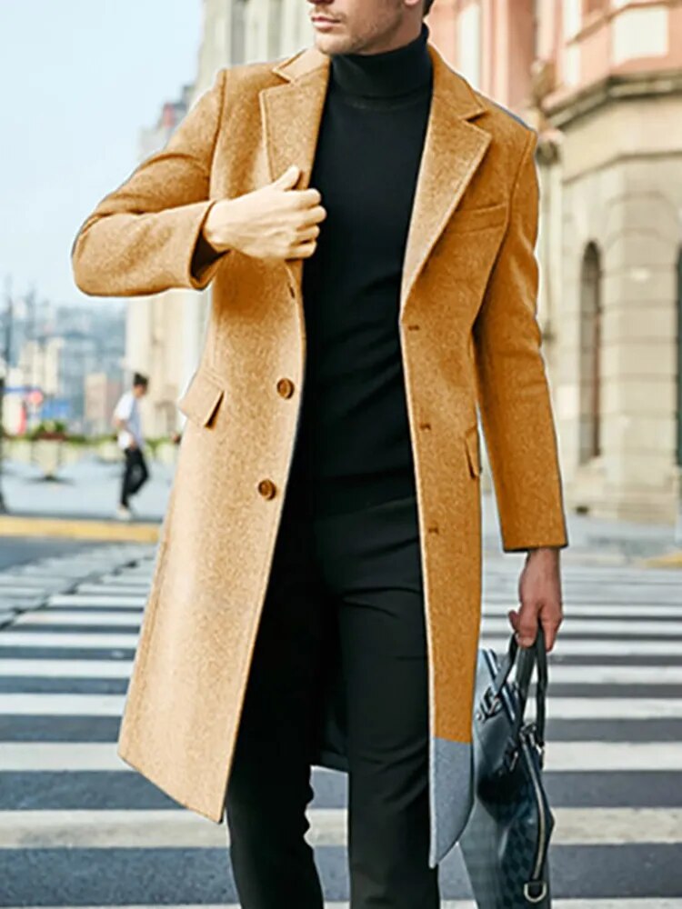 Elegant single breasted trench coat for men