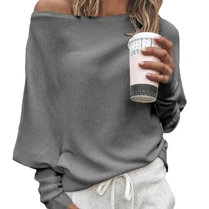 Off Shoulder Sweater Long Batwing Sleeve Sweater