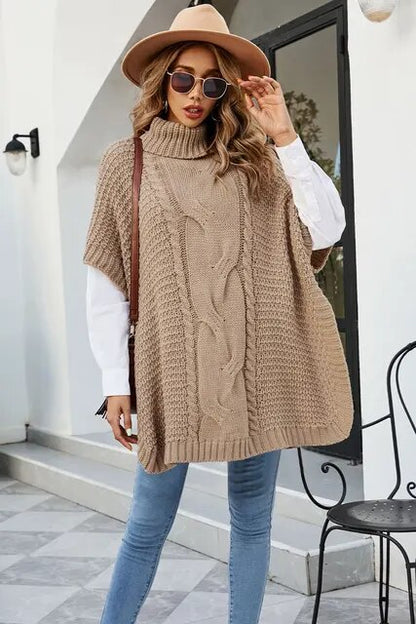 High neck twist scarf sweater with loose round neck 