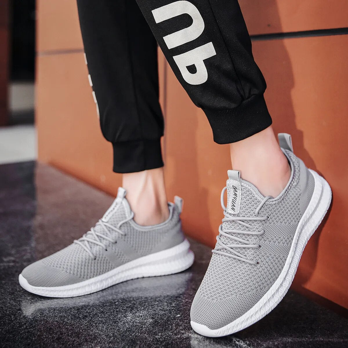 Trendy Breathable Lace Up Knit Sneakers