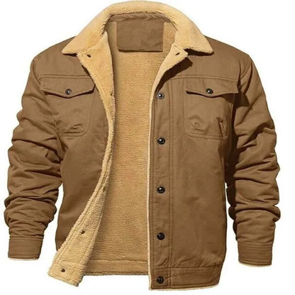 Warm fleece cargo jacket for men
