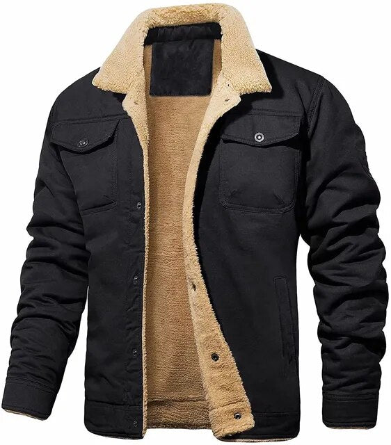 Warm fleece cargo jacket for men