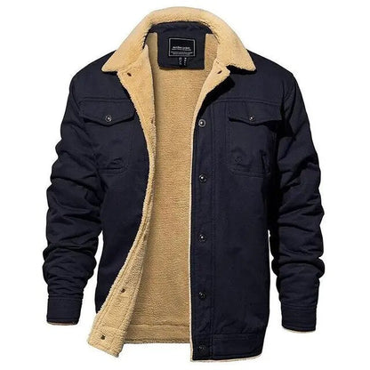 Warm fleece cargo jacket for men