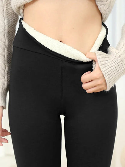 Leggings mit hoher Taille und warmem Plüschfutter