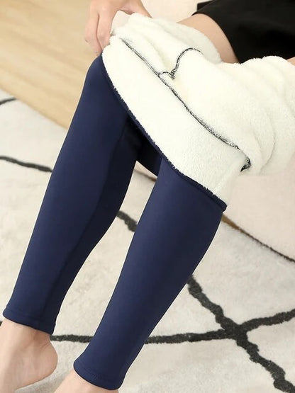 Leggings mit hoher Taille und warmem Plüschfutter