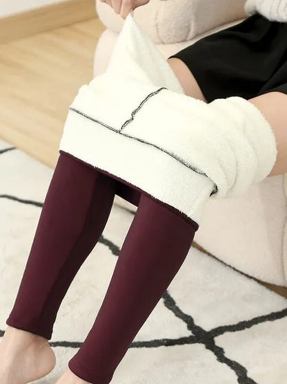 Leggings mit hoher Taille und warmem Plüschfutter