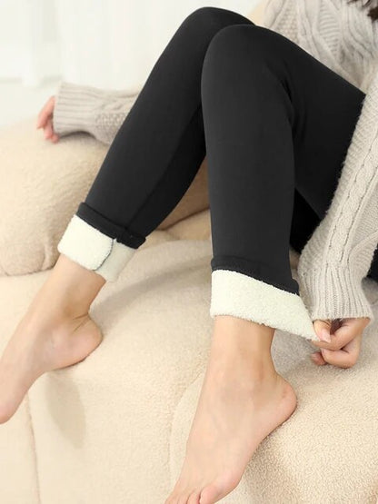 Leggings mit hoher Taille und warmem Plüschfutter