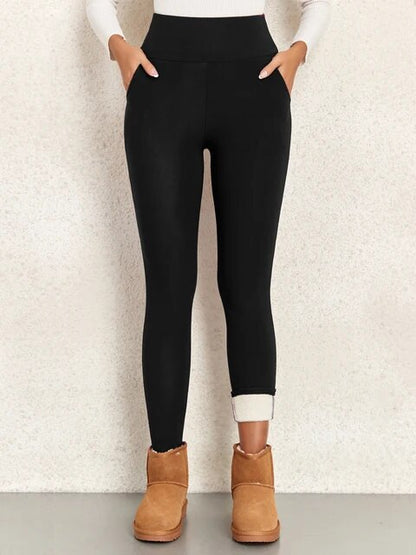 Leggings mit hoher Taille und warmem Plüschfutter