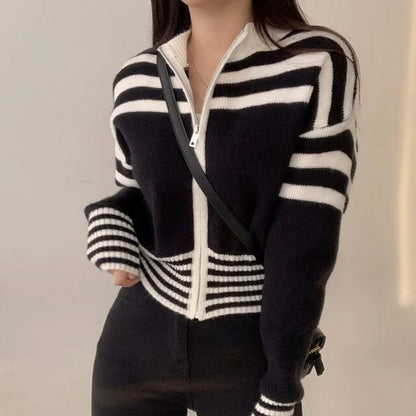 Zip up with contrast stripes