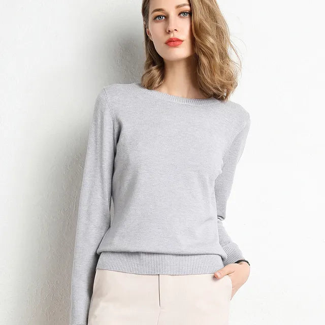 Cashmere sweater for women with o-neck